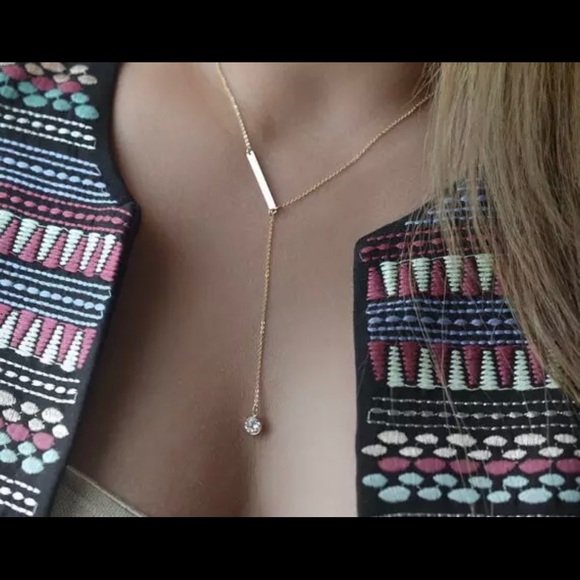 Jewelry - Crystal and Golden Bar Necklace